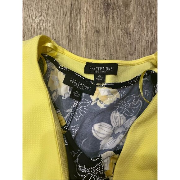 Perceptions Dress and Jacket Yellow and Black Floral XL New - Picture 3 of 5